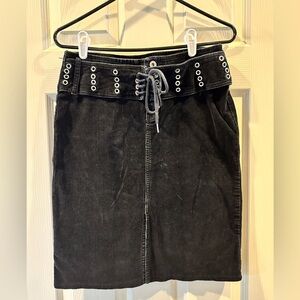 Razor Jeans Corduroy Black Skirt Size 5 Super Cute Tie Front